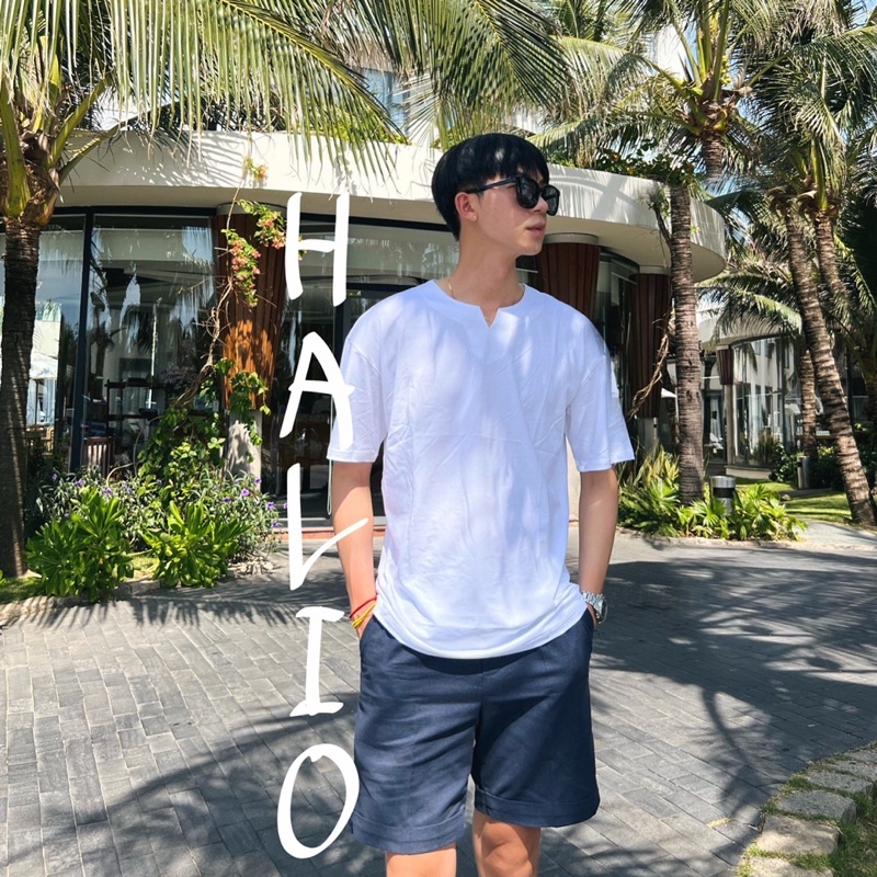[NEW] Áo thun nam trơn cổ V vải cotton co giãn,chuẩn form - HALIOMAN