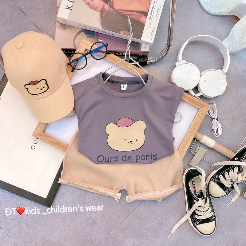 [SET BÉ TRAI] Bộ gấu siêu phẩm 3 màu kèm mũ cho bé trai