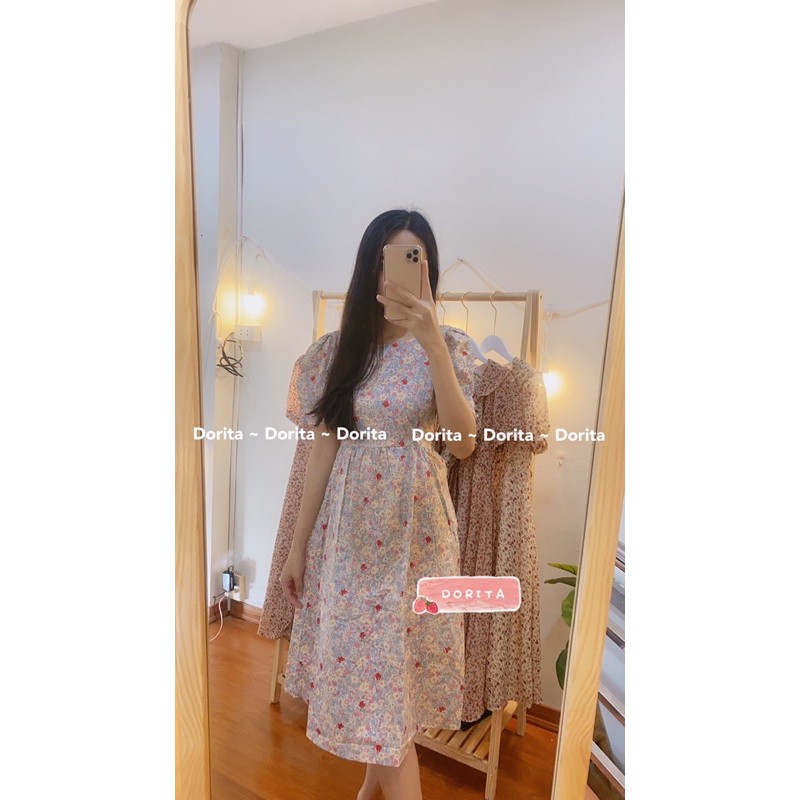 Váy Babydoll hoa nhí vintage Váy Babydoll dáng dài Vintage Đầm hoa nhí - Dorita Boutique