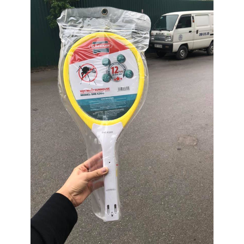 Vợt muỗi Sunhouse SHE-E200 , Dụng cụ bắt côn trùng tích hợp đèn , sạc pin , tay cầm chống trượt , công nghệ sạc nhanh