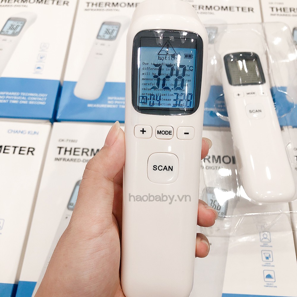 [Haobaby shop] Nhiệt kế điện tử hồng ngoại đo trán cho bé, cây đo nhiệt độ em bé trẻ sơ sinh chính hãng