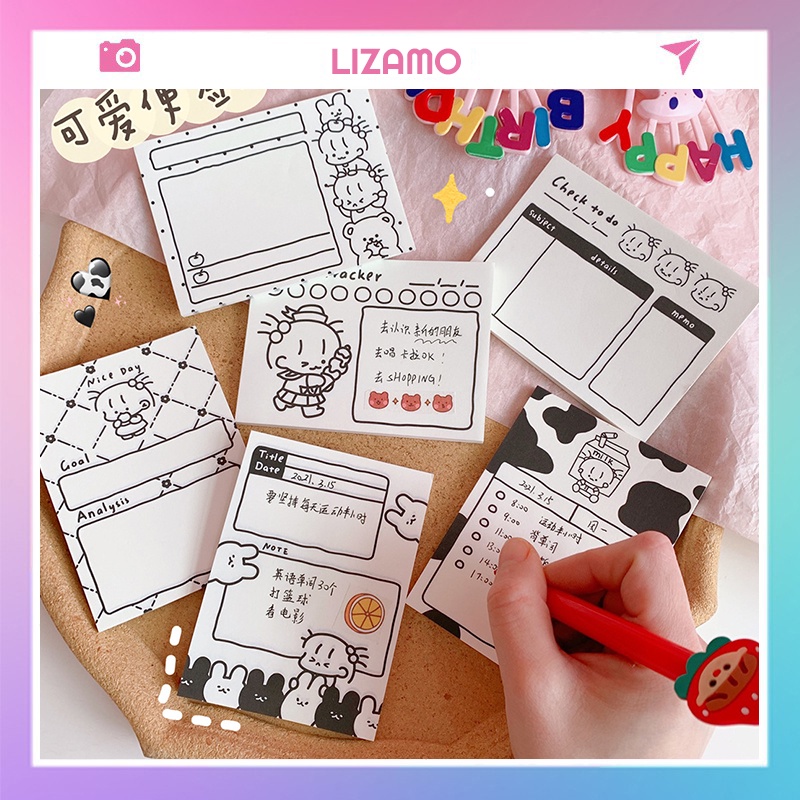 Giấy nhớ note ghi chú đen trắng DIY nhiều mẫu cute dễ thương LIZAMO GN63