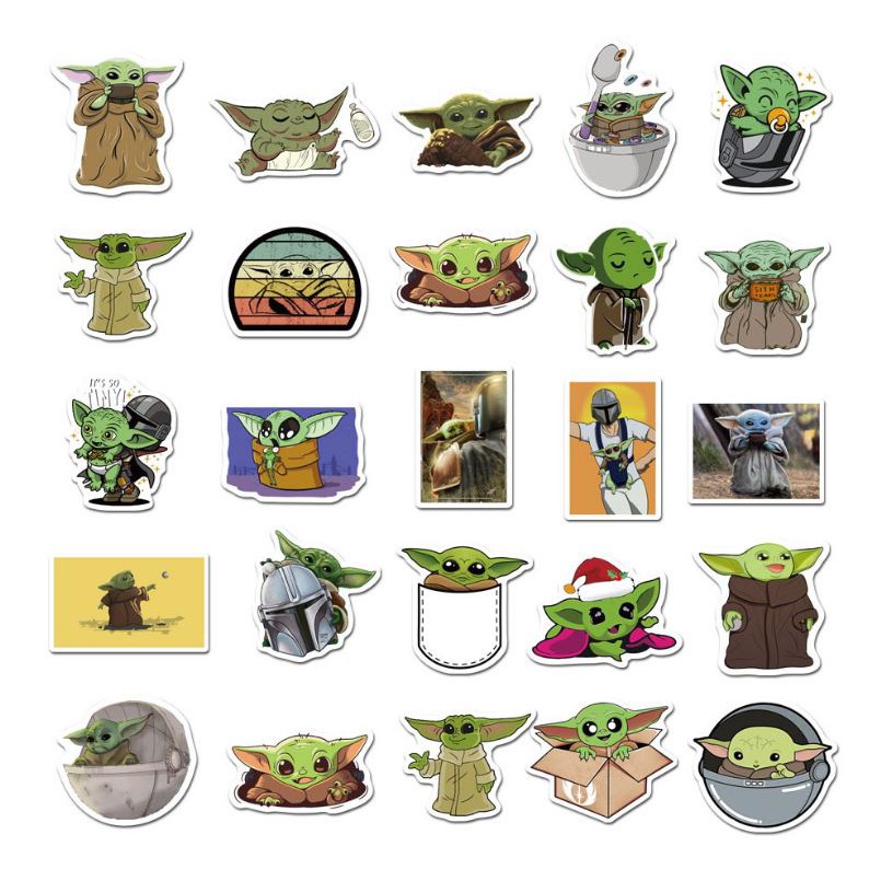 Sticker Baby Yoda nhựa PVC không thấm nước, dán nón bảo hiểm, laptop, điện thoại, Vali, xe, Cực COOL #181