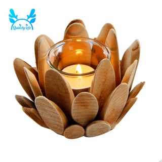 Đế để nến hình hoa sen bằng gỗ