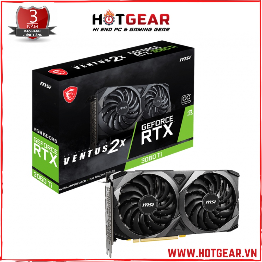 Card màn hình MSI GEFORCE RTX 3060 TI VENTUS 2X 8G OCV1 ( LHR ) mới chính hãng