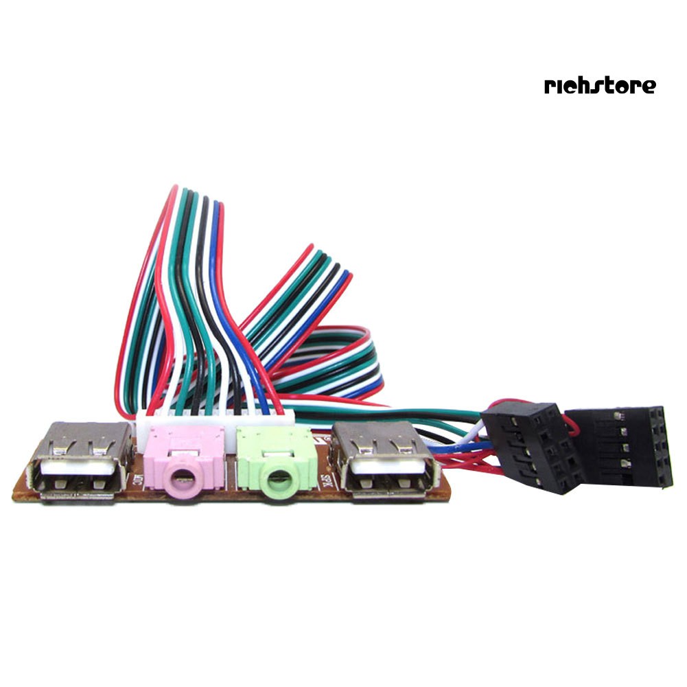 EJ_6.8cm PC Computer Case Front Dual USB Audio Port Panel Mic Earphone Jack Cable