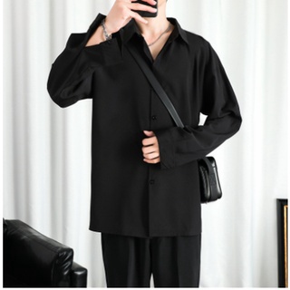 Áo sơ mi dài tay nam nữ form rộng sơ mi cổ vest tay lỡ chất vải lụa mịn chống nhăn