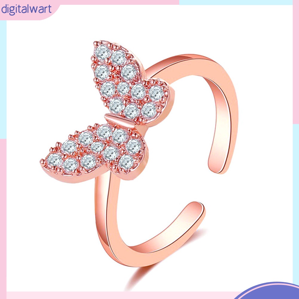 Nhẫn Hợp Kim Hở Hình Bướm Đính Đá Thời Trang Cho Nữ