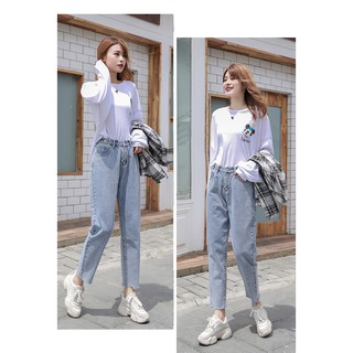 quần bò dáng baggy quần baggy bò cạp cao điều chỉnh eo size chuẩn có từ xxs-xl ( có ảnh thật)
