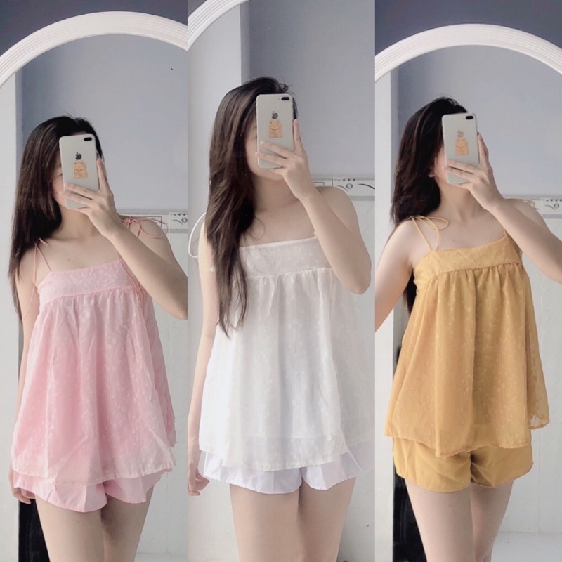 Set bộ voan hoa 2s đủ màu siêu xinh