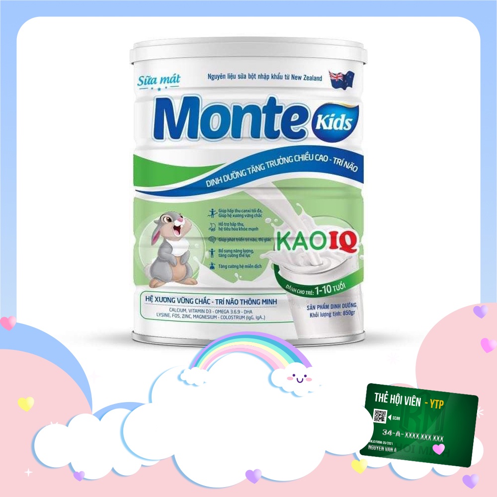 Sữa mát Monte Kao IQ 850g tăng trưởng chiều cao, trí não cho bé