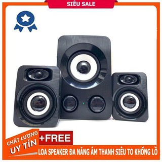 Bộ 3 Loa Máy Tính PC Cao Cấp 2.1 Q7 Âm Bass Echo Hay Thiết Kế Sang Trọng Để Bàn Phòng Làm Việc