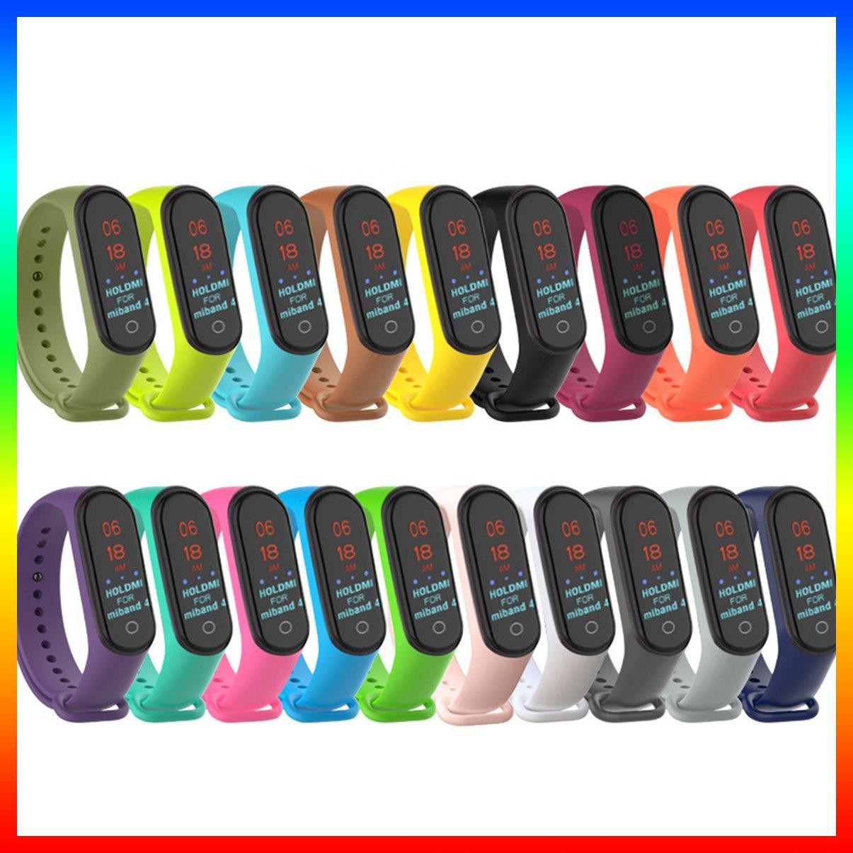 Thời Trang Dây Đeo Thay Thế Chất Liệu Silicon Màu Trơn Cho Xiaomi Mi Band 3 / 4