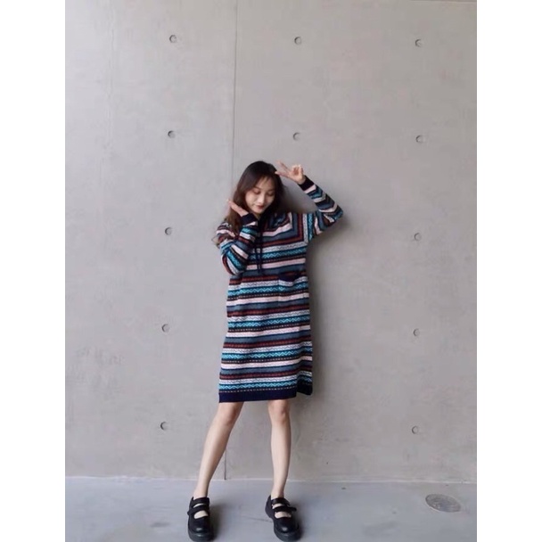 Váy len mũ có túi xinh xắn mặc đi làm đi chơi ấm áp