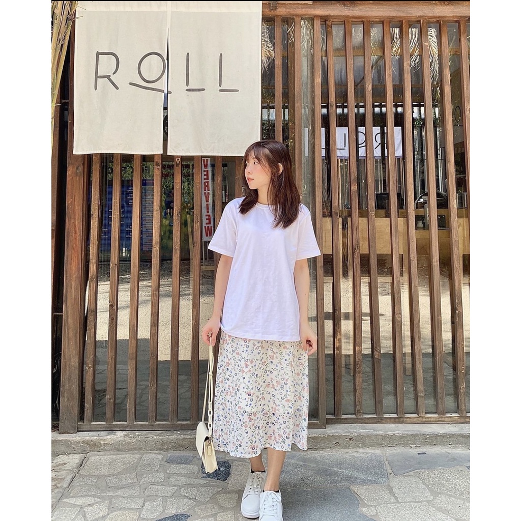 Chân váy chữ A dáng dài hoạ tiết hoa  – Floral Skirt