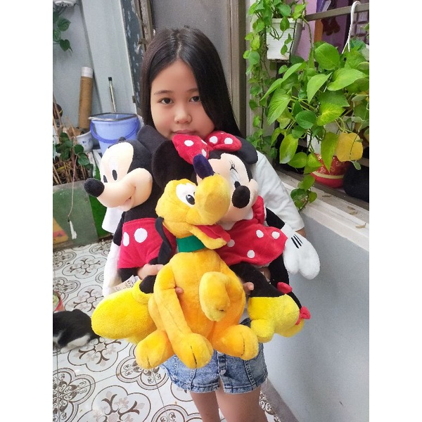 Bộ 3 gấu bông Mickey - Minnie - Pluto size trung to- 50cm, mới tinh 99,99%, chân mộc Disney - 400k🐹🐾🐾🐾🐹