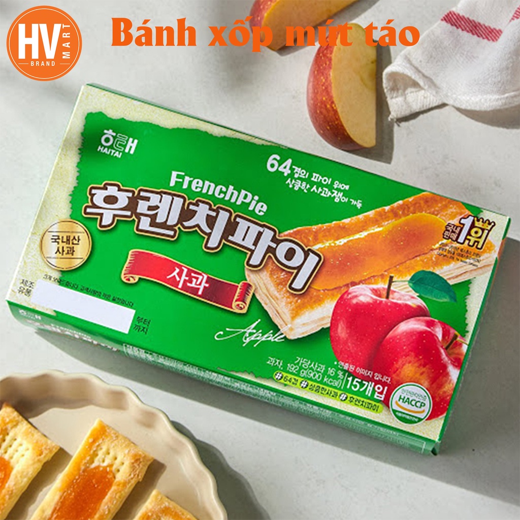 [Hàng Chuẩn Hàn] BÁNH XỐP MỨT TÁO &amp; DẤU 192G [해태] 후렌치파이 사과&amp;딸기 192G