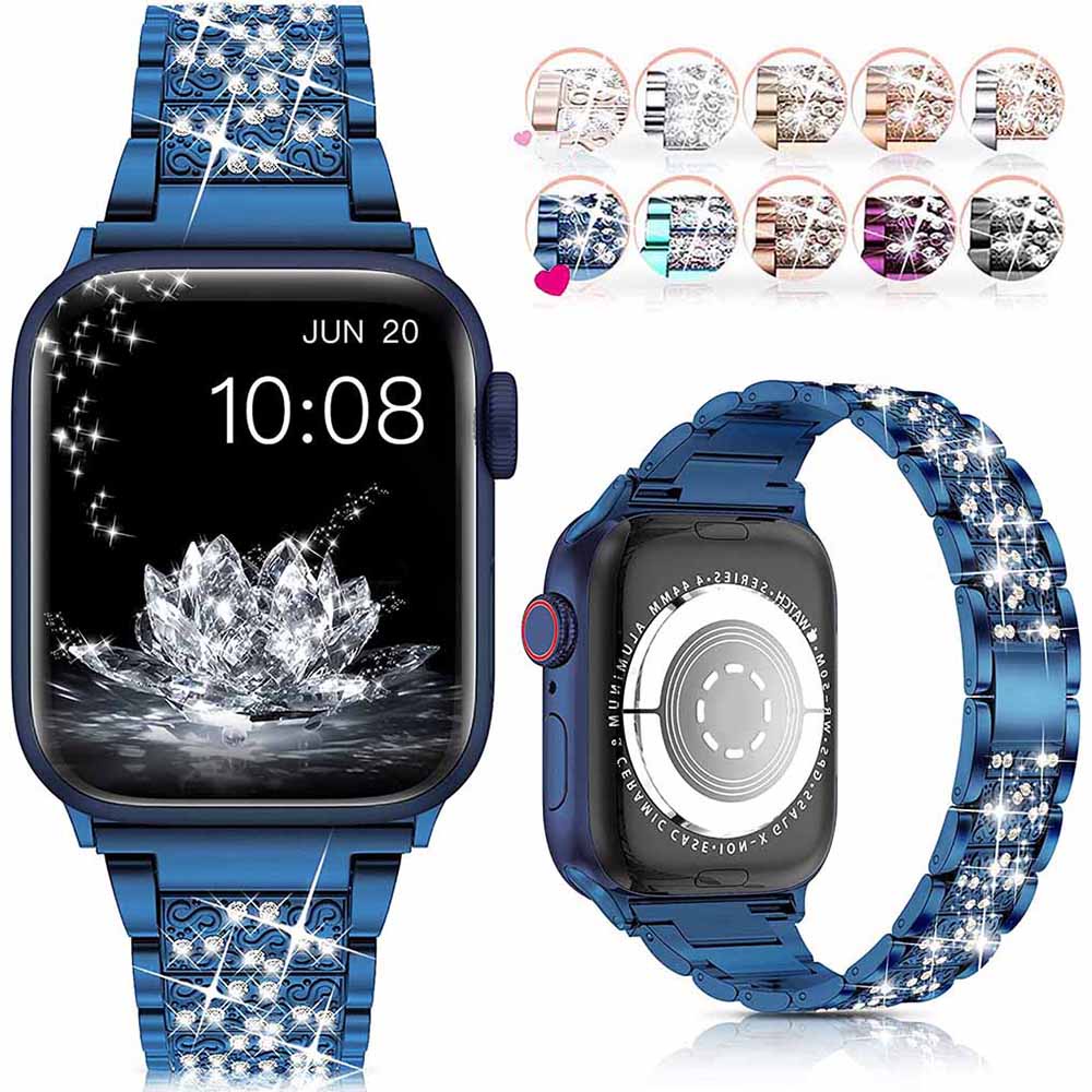 Dây Đeo Đồng Hồ Bằng Thép Không Gỉ Đính Đá Cho Apple Watch Band Series 7 6 5 4 3 2 iWatch SE 44MM 40MM 42MM 38MM 41mm45mm