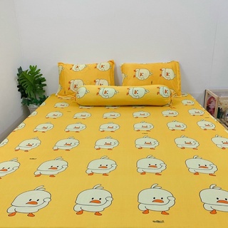 Bộ Ga Thun Hàn, bộ ga gối thun hàn quốc Mẫu Vịt siêu kute ( bộ 4 món)