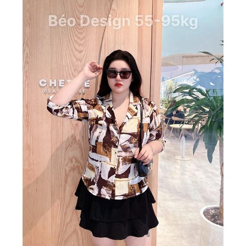 Áo sơ mi cổ vest phối màu BÉO DESIGN Bigsize 55kg đến 95kg