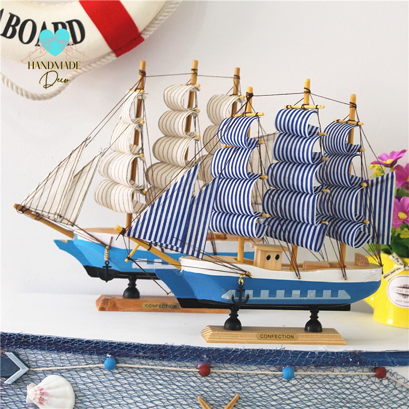 Mô hình thuyền Buồm bằng gỗ - Decor phong cách Địa Trung Hải