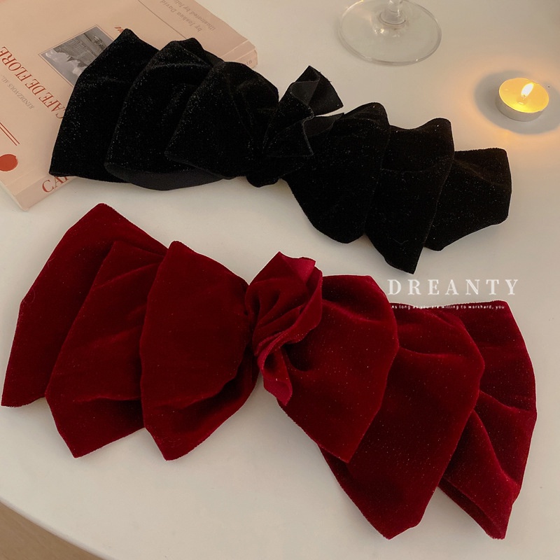 Kẹp Tóc Nơ Bằng Nhung Cao Cấp Phong Cách Vintage Hàn Quốc Mới