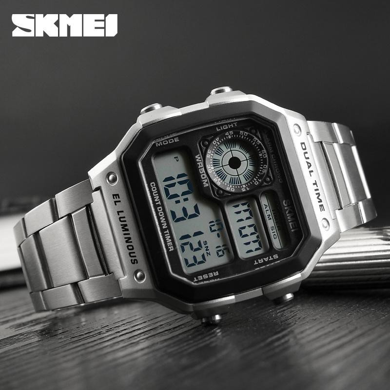 Đồng hồ thể thao điện tử nam Skmei 1335 Digital Watch dây thép không gỉ