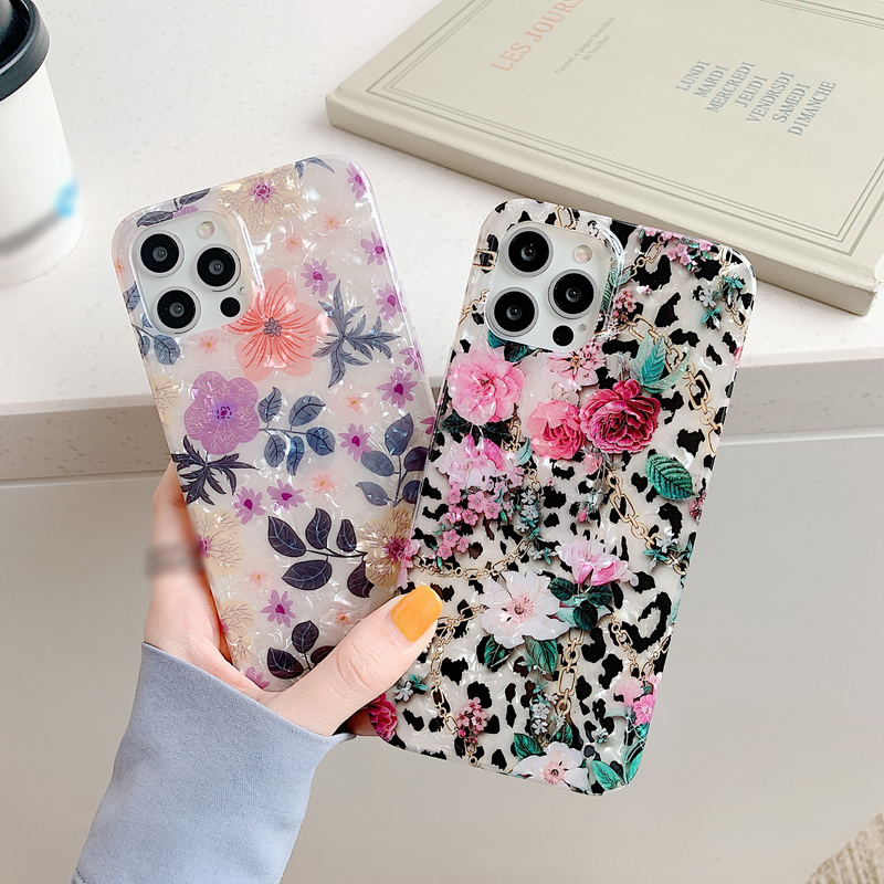 Ốp Điện Thoại IMD Cứng Chống Rơi In Hoa Sang Trọng Cho iPhone 14 13 12 11 Pro Max Mini X XS XR 8 7 Plus + SE 2020