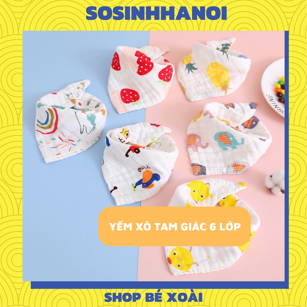 Set 5 yếm xô tam giác oganic siêu thấm hút 2 cúc bấm mềm mại cho bé