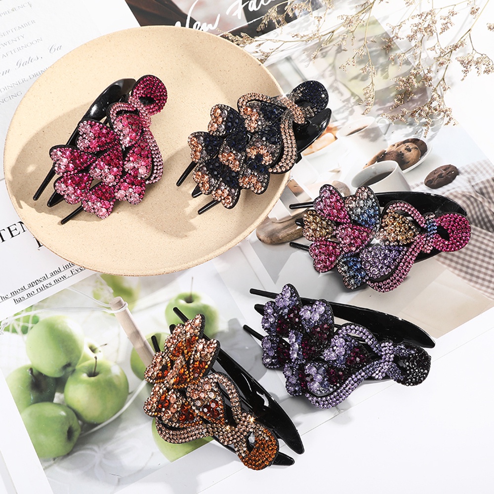 Kẹp tóc HAIMEIKANG hình trái tim đánh kim cương nhân tạo vintage thanh lịch cho nữ