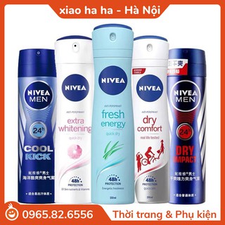 Xịt khử mùi NIVEA extra whitening - Lăn khử mùi nivea siêu khô thoáng cực thơm