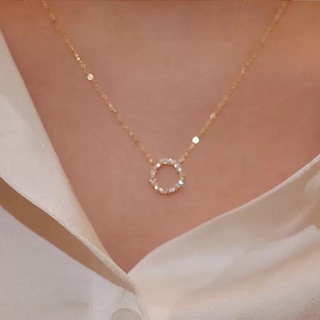 Dây chuyền nữ, vòng cổ mặt tròn sợi mảnh đính đá phong cách vintage DC01