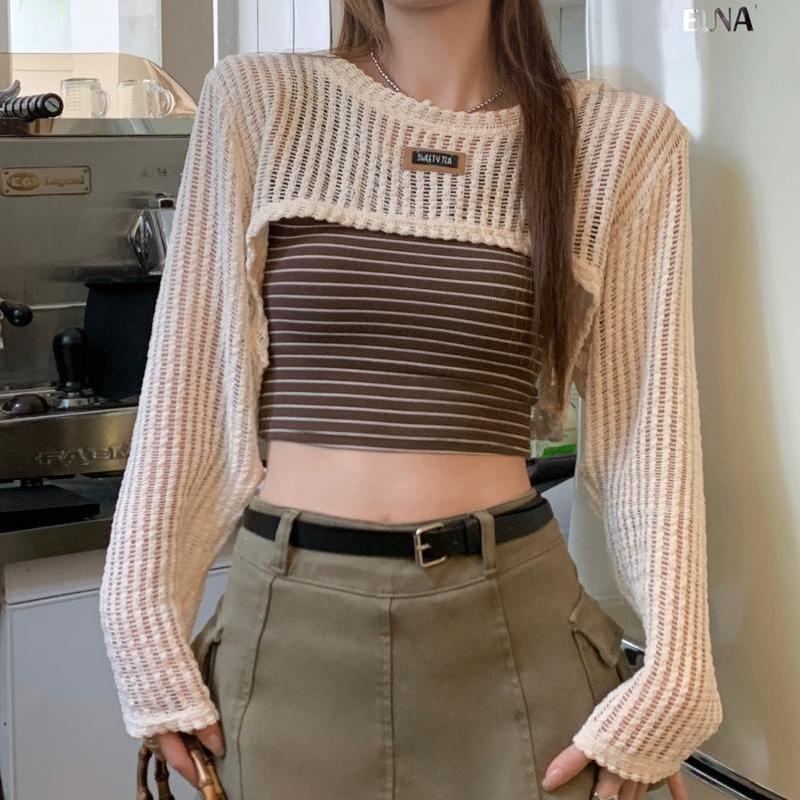 Áo khoác croptop nu Áo Dệt Kim Tay Dài Chống Nắng Dáng Rộng Thời Trang Mùa Hè 2022 Phong Cách Mới Cho Nữ