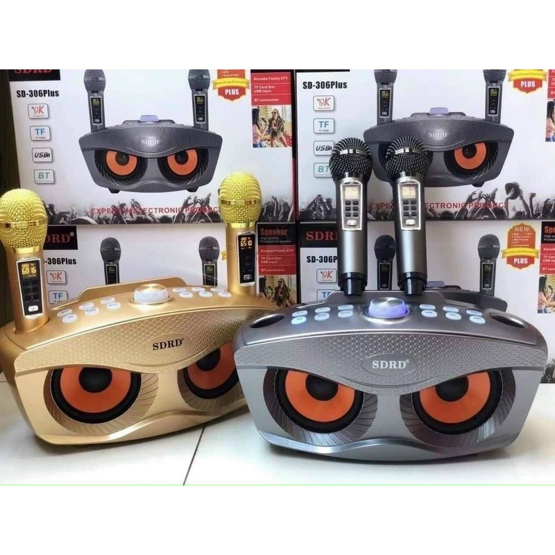 [Mã ELMS4 giảm 7% đơn 500K] Loa Karaoke không dây cao cấp, Loa kèm 2 mic hát bluetooth công suất 40W Sd 306 plus KLH