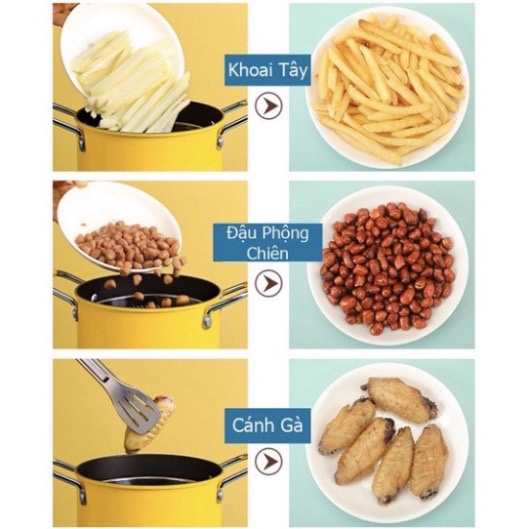 Nồi Chiên Ngập Dầu Vịt Vàng Kèm Giỏ Inox Sử Dụng Được Tất Cả Các Loại Bếp
