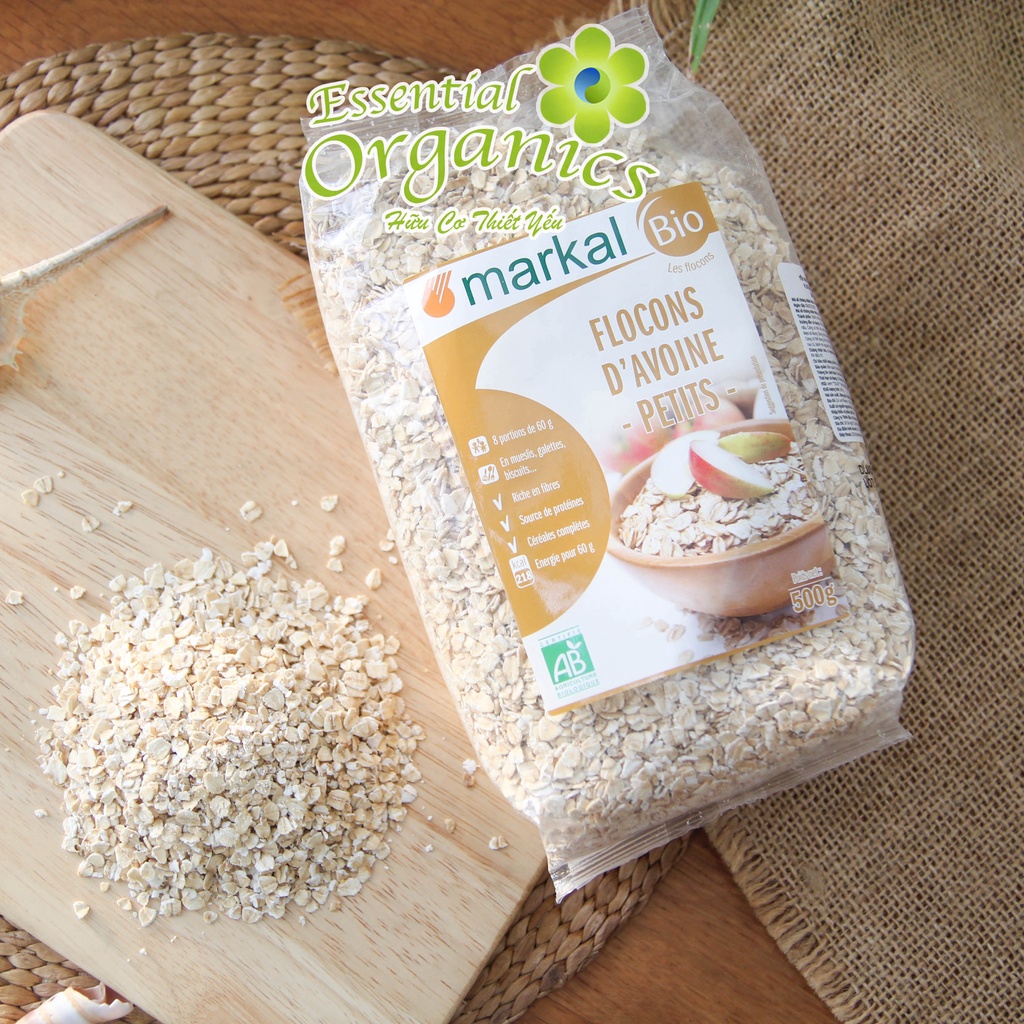 Yến mạch hữu cơ cán dẹp organic rolled oats Markal 500g - Ngũ cốc yến mạch giảm cân cho mẹ, ăn dặm cho bé