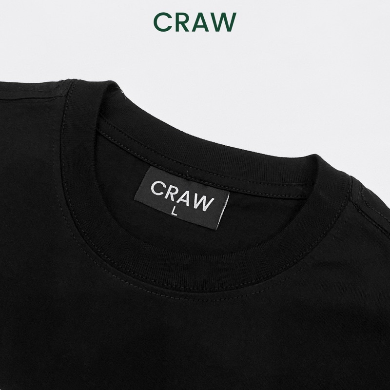 Áo thun tay lỡ CRAW phông unisex nam nữ vải coton mềm mịn, co dãn Oversize form rộng - 006