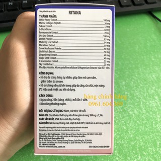 Viên uống trắng da Ritana 60V ( Hàng chính hãng )