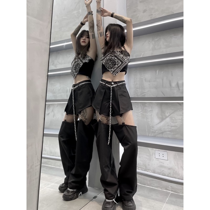 Quần jogger ống nối tặng kèm dây chain