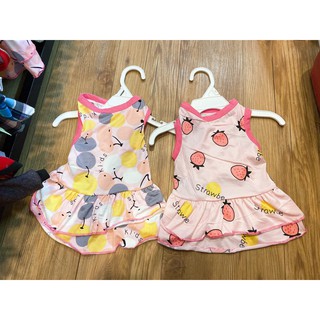 áo đầm thun dâu và cherry dành cho chó mèo