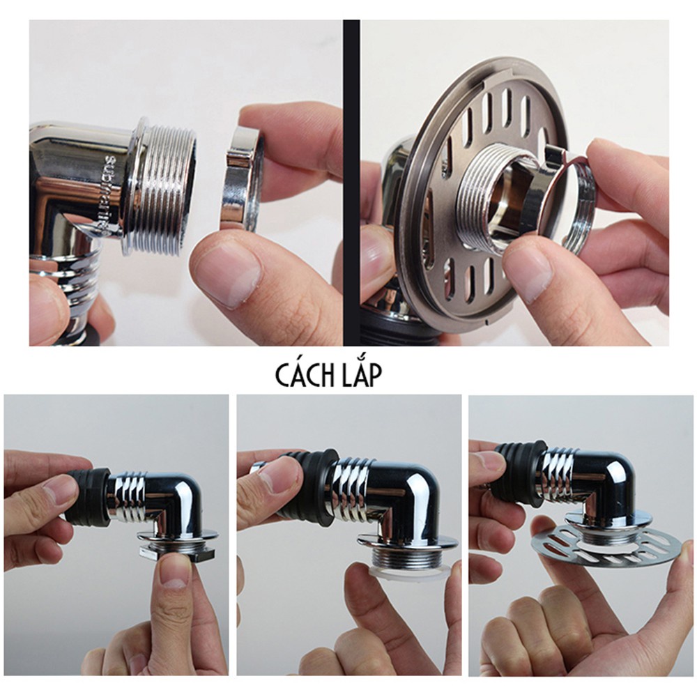 Bộ đầu xả máy giặt chống tràn, đầu xả thoát nước thải, lắp thoát nước sàn, ngăn mùi hình chữ L - Tuấn Tú Office Store