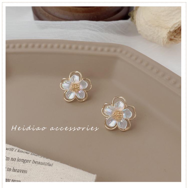 Hoa tai chốt bạc 925 hình bông hoa xinh xắn cho nữ