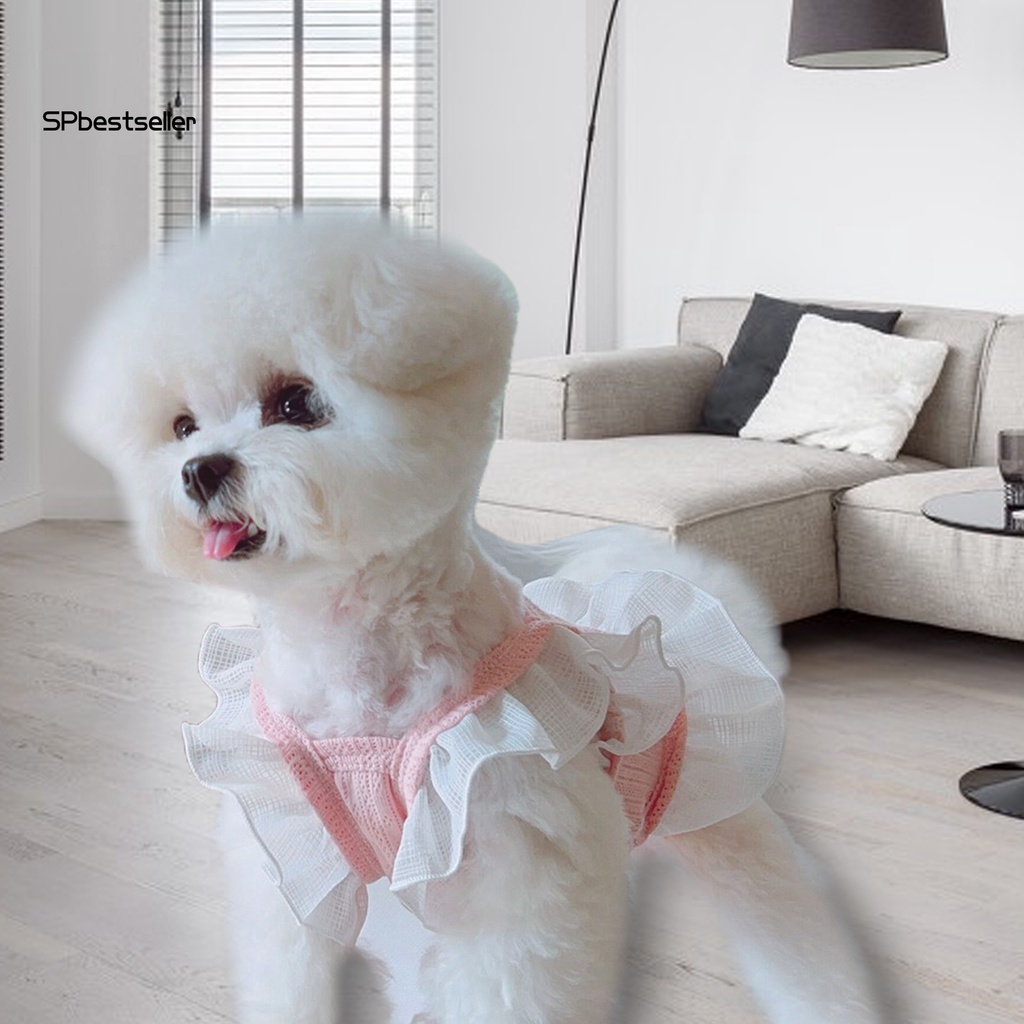 Spbestseller Đầm Tay Bay Xếp Ly Dễ Thương Có Thể Tái Sử Dụng Phù Hợp Với Mùa Hè Thoáng Khí Dành Cho Cún Cưng