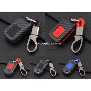 Ốp chìa khóa carbon bọc, bảo vệ chìa khóa xe Honda CR-V, Civic, City…kèm móc đeo INOX
