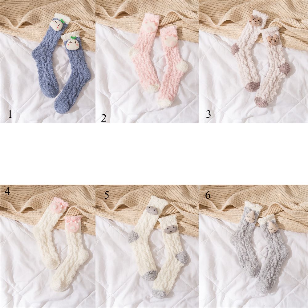 Vớ Cotton Lót Nhung San Hô Dày Dặn Giữ Ấm Màu Sắc Ngọt Ngào Thời Trang Mùa Đông