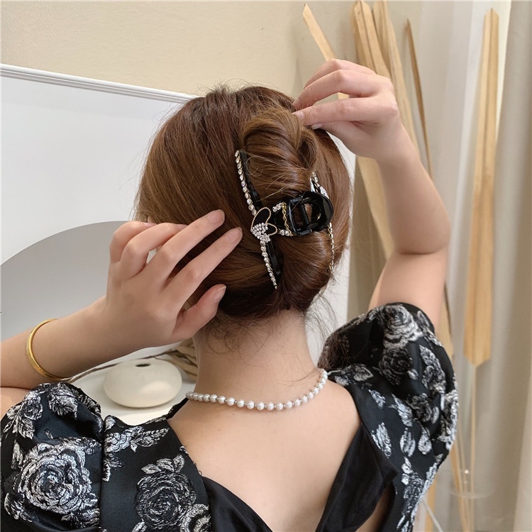 Kẹp tóc kim loại đính hột SKM205 sang trọng, xinh đẹp phong cách Hàn Quốc làm phụ kiện tóc cho nữ