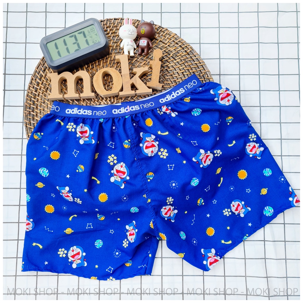 Quần đùi nam nữ vải kate mát mặc ngủ thoải mái thoáng mát doremon đô rê mon MOKISHOP