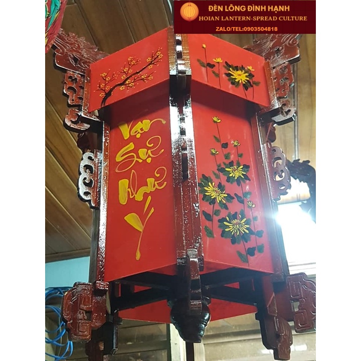 Lồng Đèn Lục Giác Kéo Quân Hội An Chạm Rồng size 50cm.... Trang Trí Nhà cửa, Quán, Nhà Hàng, Khách Sạn, Đền Chùa...