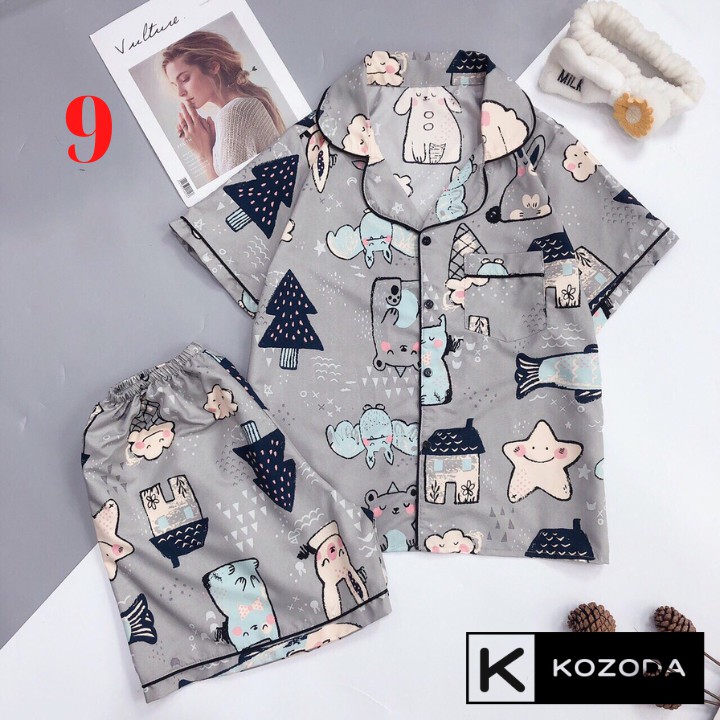 Đồ ngủ nữ quần cộc áo cộc pijama kate thái cực hot hit bộ pyjama bộ pizama Kozoda M46