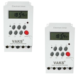 Bộ 2 Công tắc hẹn giờ kỹ thuật số 17 chương trình VAKS KG316T-II, 220v - 25A